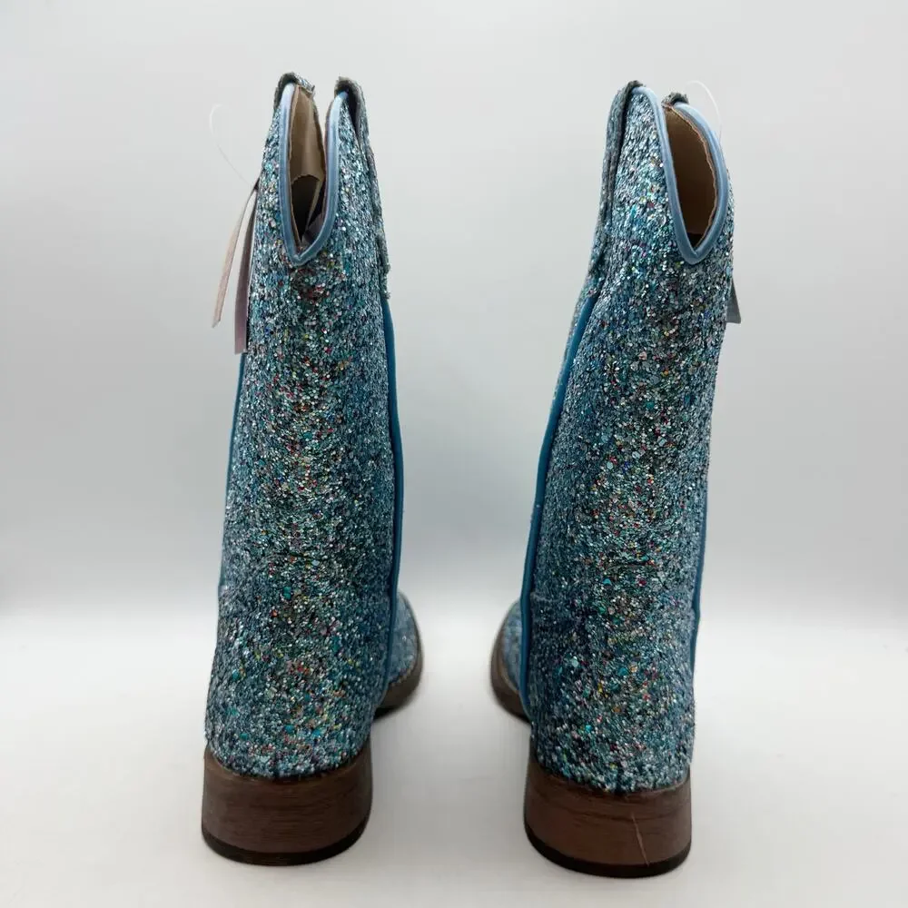 Roper Girls Glitter Galore Western Boots Size 3 EU 33.5 Blue NWOB